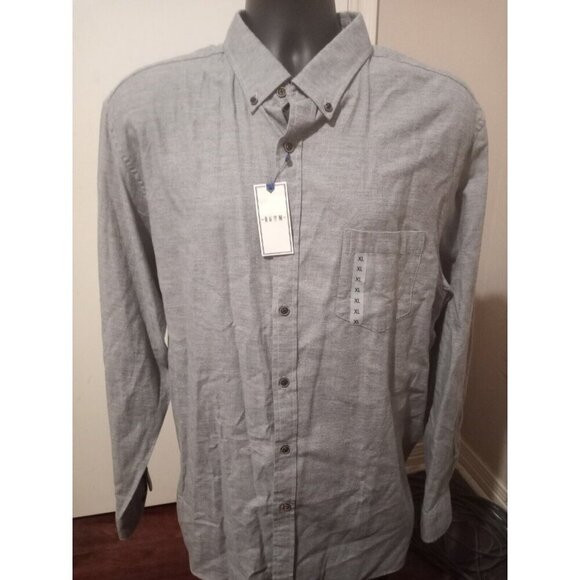 New ROWM men's button down Shirt XL Solid Gray long Sleeve NWT Cotton - Picture 1 of 13